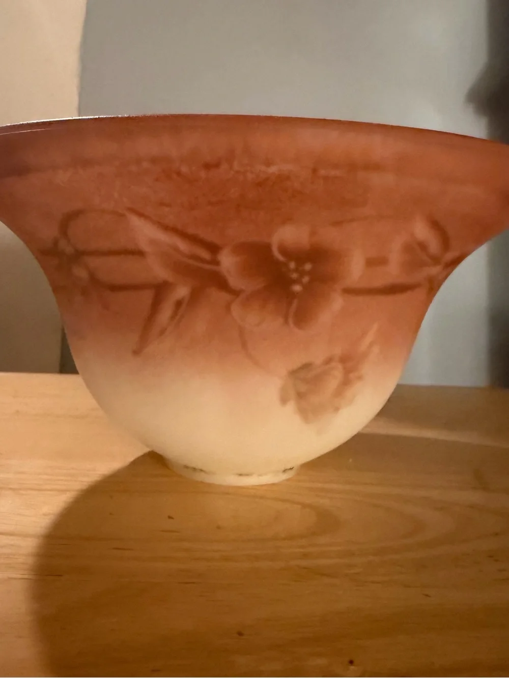 Antique Galle Style  Acid Etched  Floral  Glass Lamp Shade